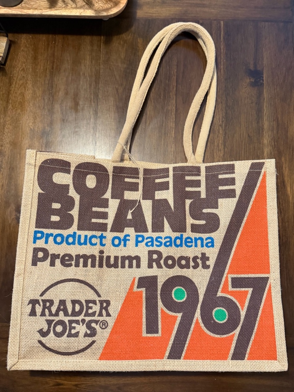 🫘 NEW TRADER JOE’S TOTE BAG BURLAP COFFEE BEANS REUSABLE